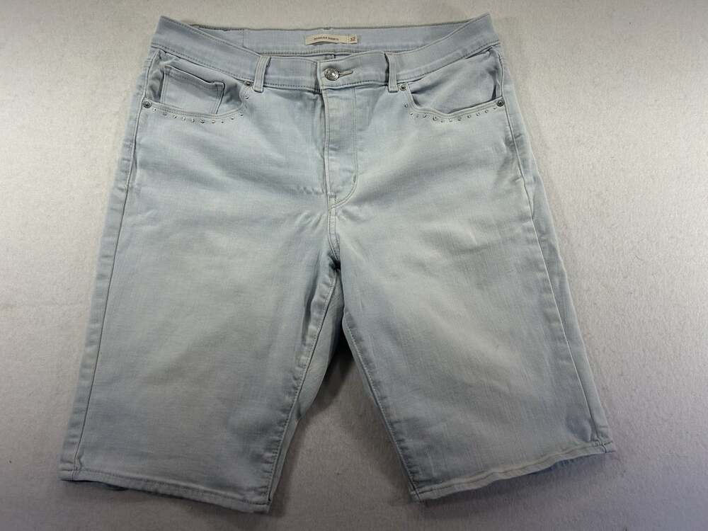 Levi's Womens Bermuda Shorts 32 Light Wash Denim Studded Stretch Jean Shorts